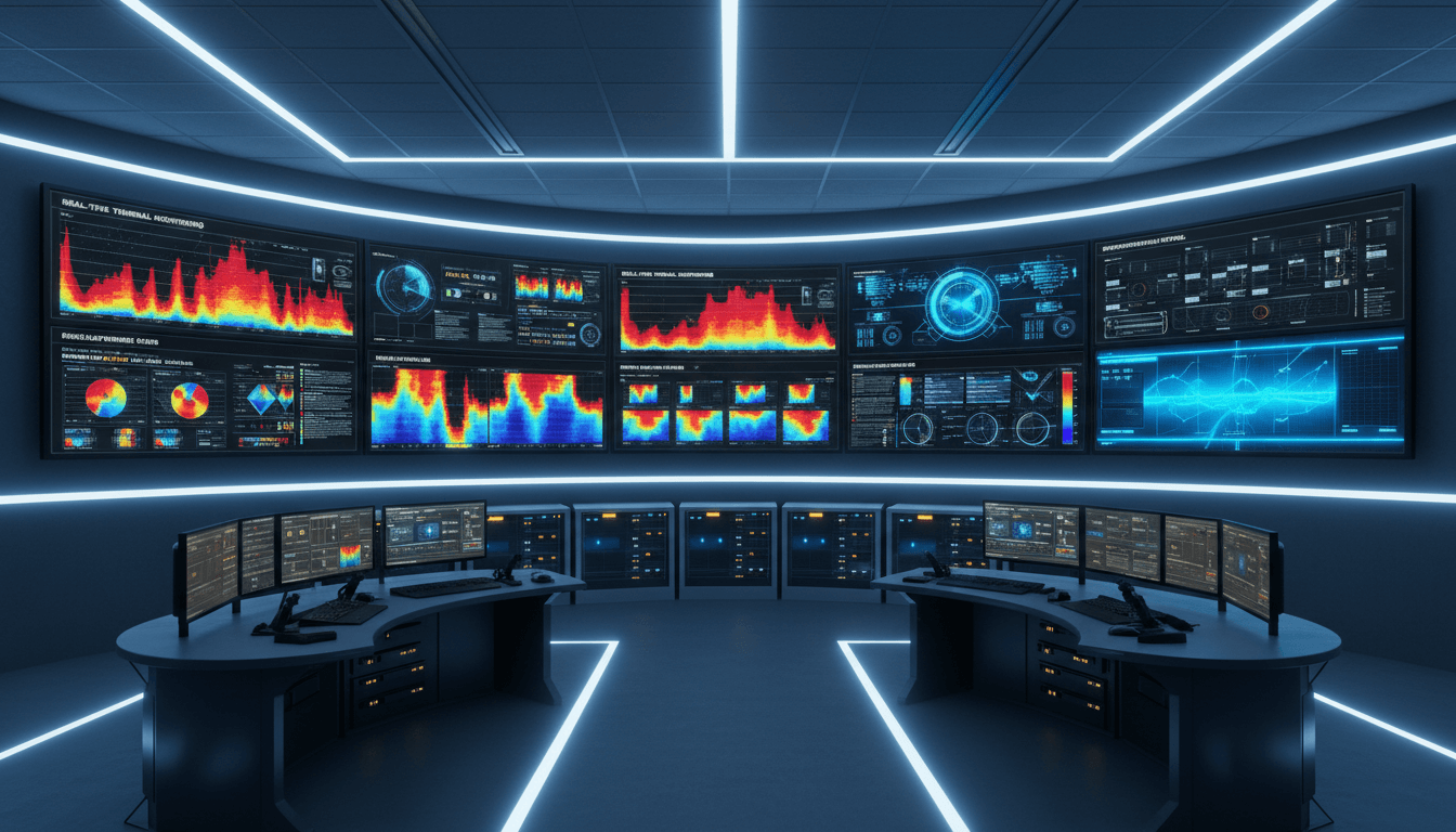 IT professional monitoring system health on multiple screens